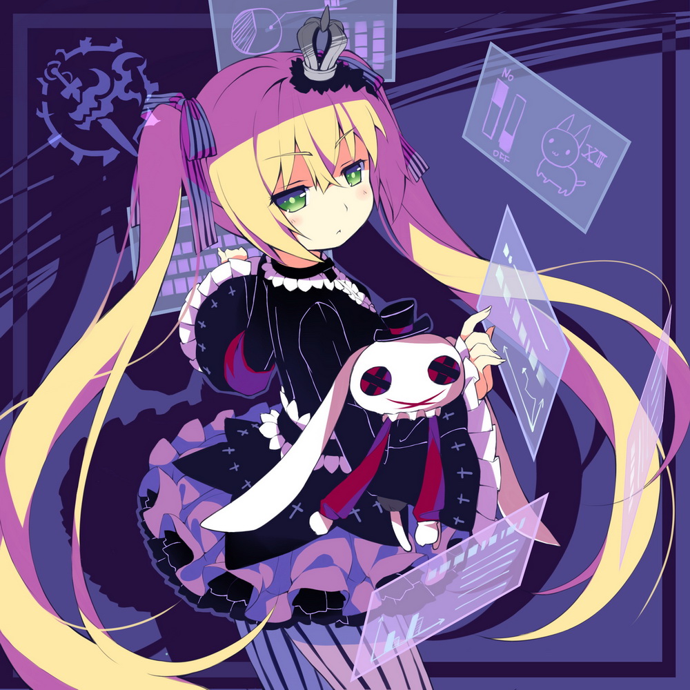 1girl, 7th_dragon_2020-ii, :<, blonde_hair, blush, dress, frills, gothic_lolita
