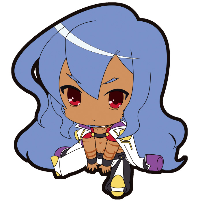 1boy, azrael_(blazblue), blazblue, blazblue:_chrono_phantasma, blue_hair, boots, cape, chibi