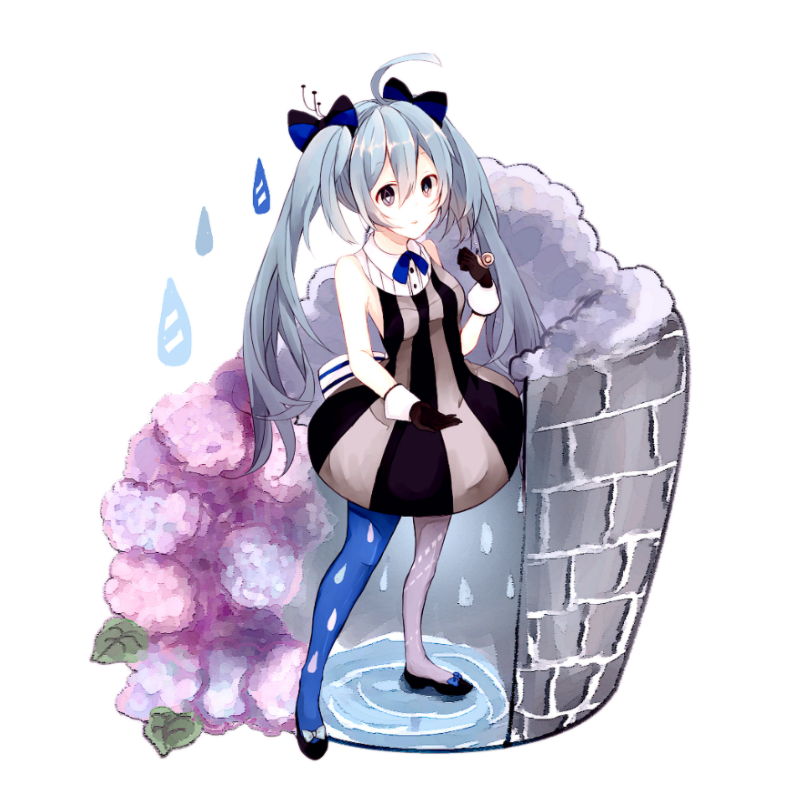1girl, ahoge, blue_hair, dress, gloves, hatsune_miku, long_hair, m0chigo3