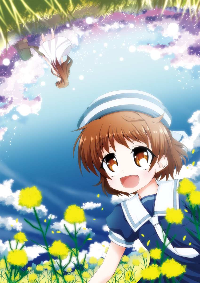 brown_eyes, brown_hair, child, clannad, flower, garbage_doll, girl_from_the_illusionary_world, hat