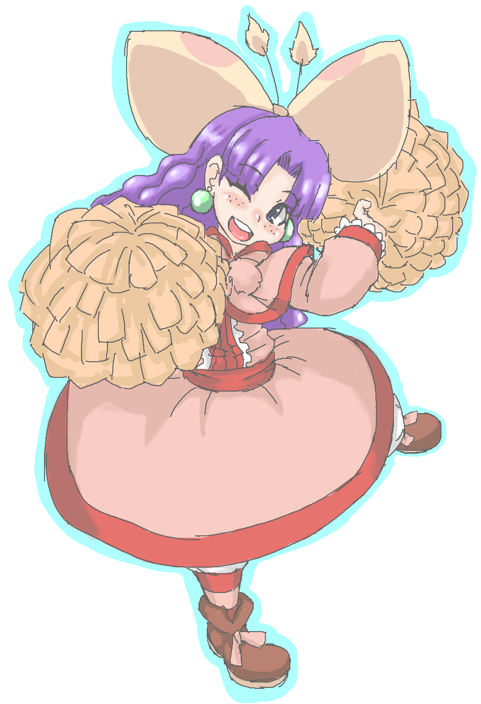1girl, boots, capelet, child, freckles, full_body, ga016054, grandia