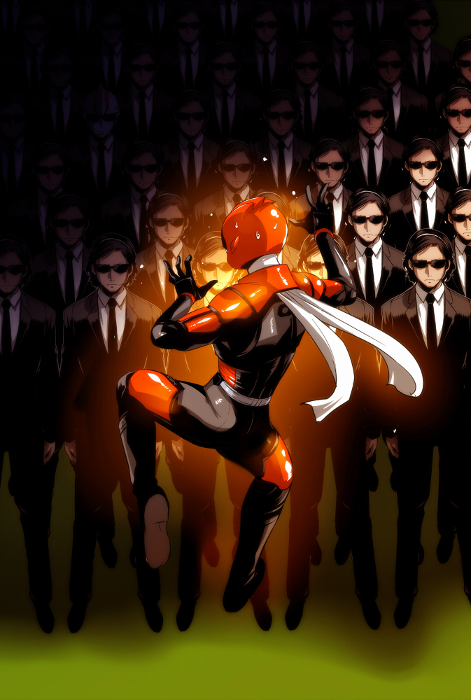 6+boys, akiba_red, clone, ez6, formal, hikounin_sentai_akibaranger, male, multiple_boys