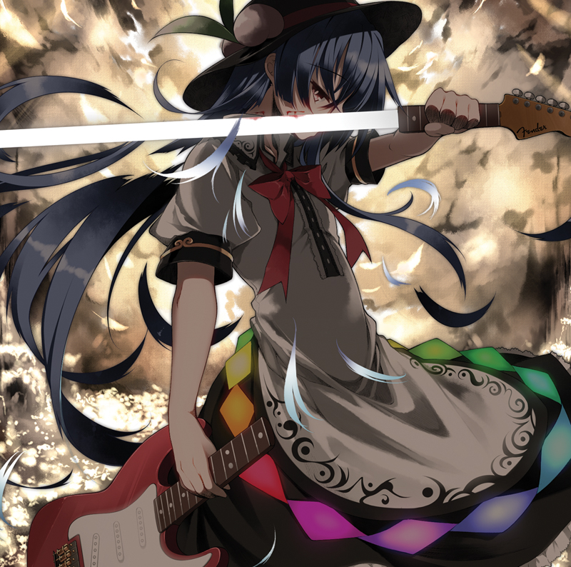 1girl, album_cover, blood, blood_on_face, blue_hair, cover, cuts, food