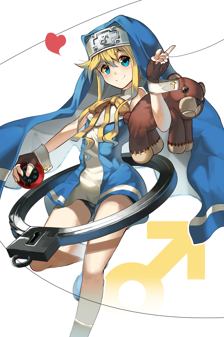 bridget_(guilty_gear), guilty_gear, heart, kagari_(garikagura), nun, roger, stuffed_animal, stuffed_toy