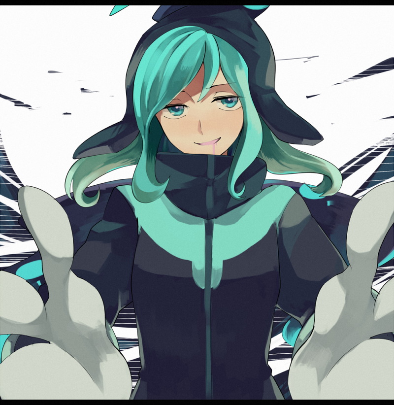 1boy, aqua_eyes, aqua_hair, ekoro, gloves, hat, jacket, male