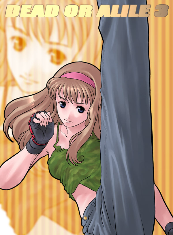 1girl, alternate_costume, blue_eyes, breasts, brown_hair, camouflage, casual, copyright_name