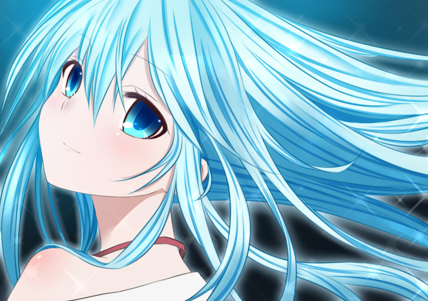 1girl, aoba_yukichi, blue, blue_eyes, blue_hair, denpa_onna_to_seishun_otoko, long_hair, solo