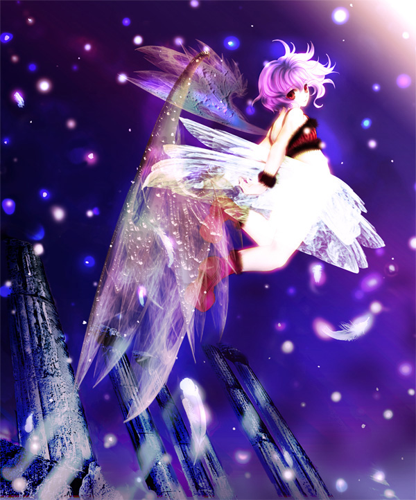 purple_hair, red_eyes, remilia_scarlet, short_hair, tena_(teze), touhou, wings