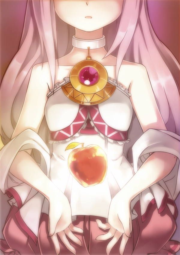1girl, apple, apple_(elsword), bubble_skirt, choker, elsword, food, fruit