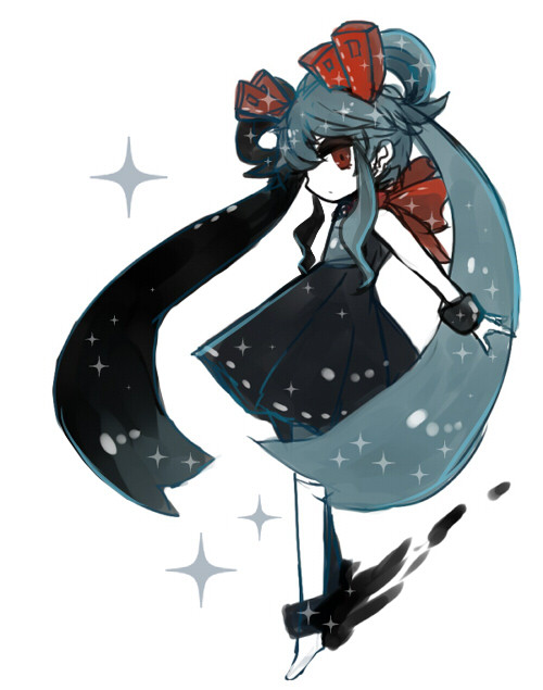 1girl, bare_shoulders, beatmania, beatmania_iidx, bemani, blue_hair, dress, hair_ornament