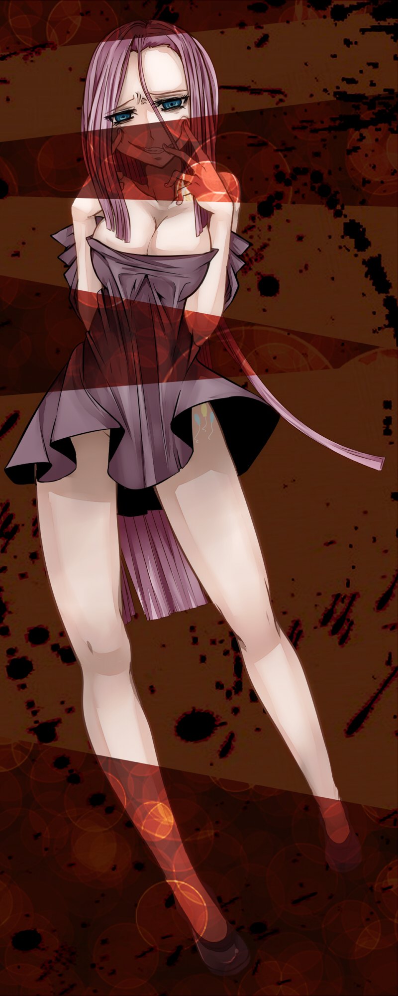aoshima, bags_under_eyes, blue_eyes, breasts, cleavage, highres, large_breasts, long_image