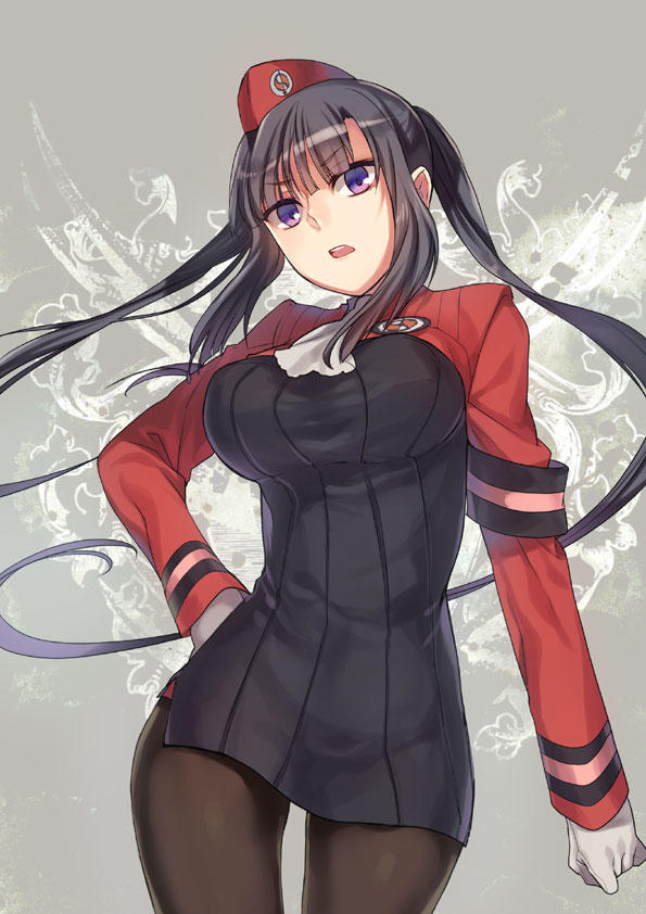 black_hair, pantyhose, ponytail, summon_night, summon_night_5, tenkuu_sphere, uniform, violet_eyes