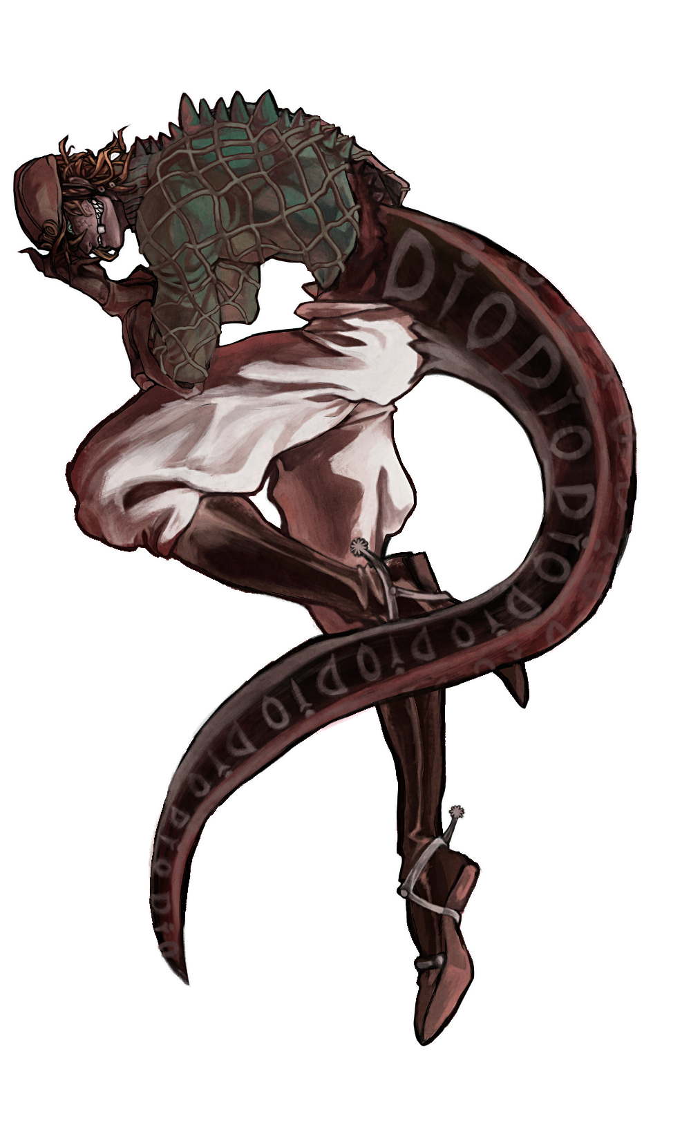 1boy, blue_eyes, boots, claws, diego_brando, gloves, hat, highres