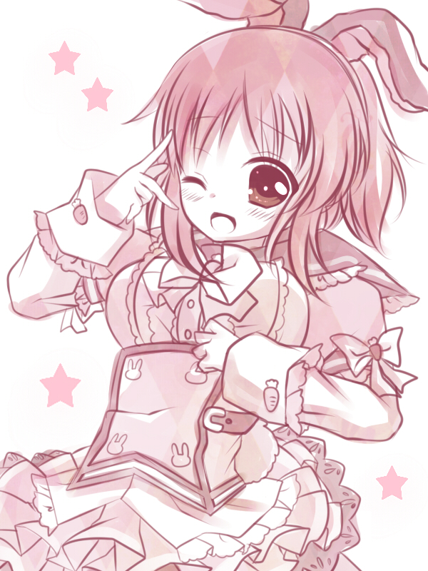 1girl, abe_nana, animal_ears, blush, bow, carrot, idolmaster, idolmaster_cinderella_girls