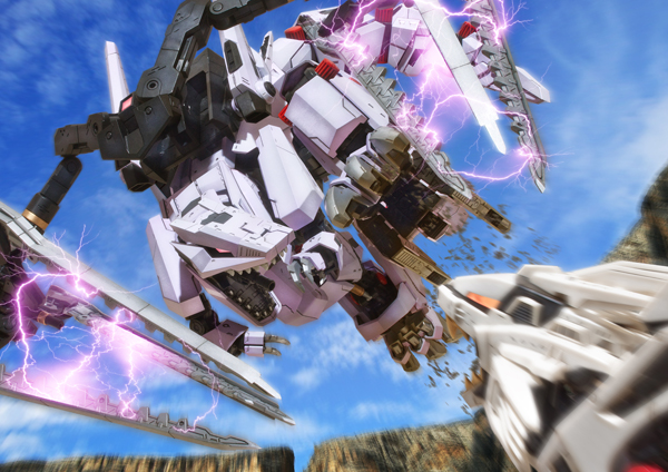 3d, berserk_fuhrer, blue_sky, claws, clouds, electricity, liger_zero, mecha
