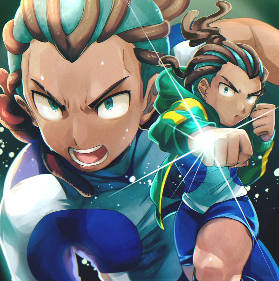 1boy, inazuma_eleven_(series), inazuma_eleven_go, inazuma_eleven_go_galaxy, male, open_mouth, punching, shinsei_inazuma_japan