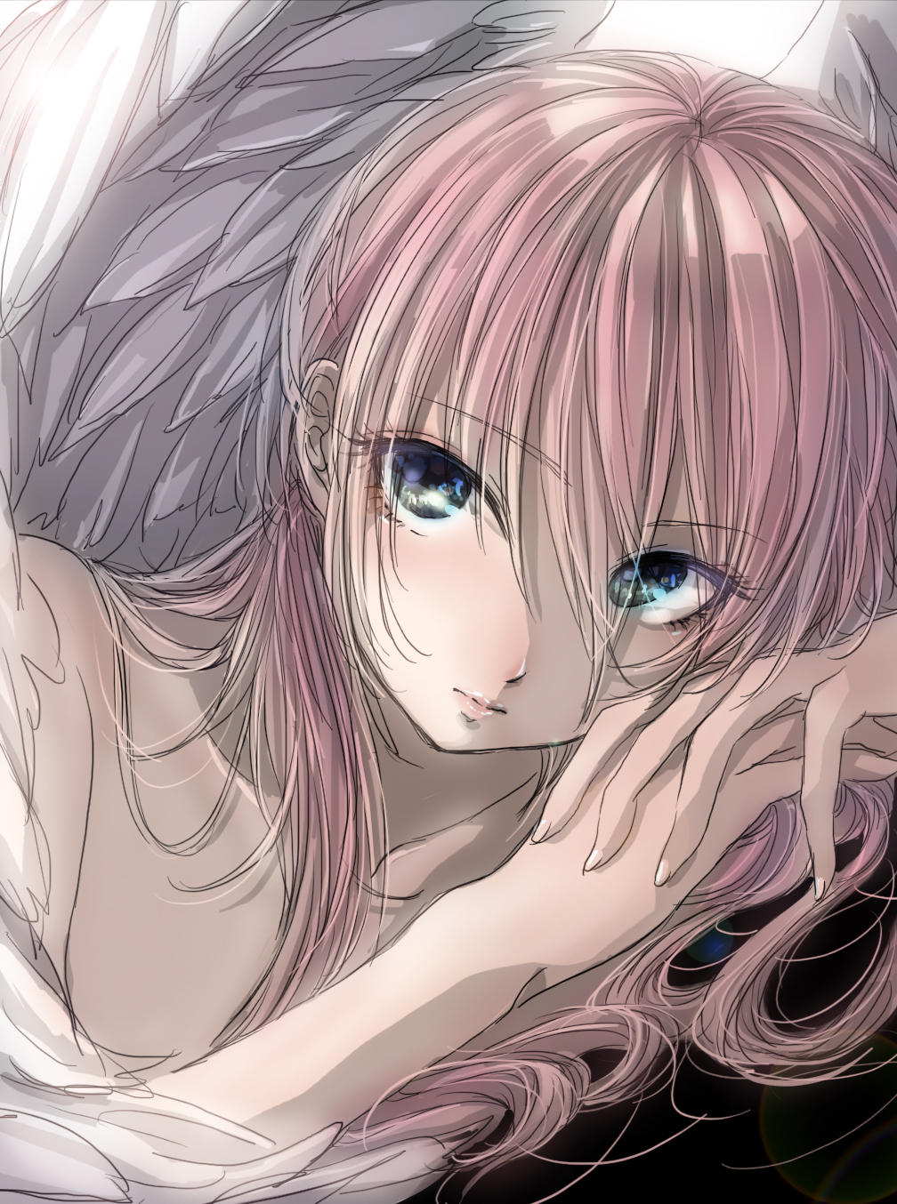 1boy, androgynous, angel, angel_wings, bust, collarbone, highres, inazuma_eleven_(series)