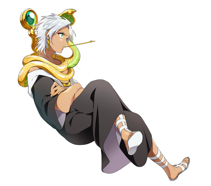 1boy, cobra_(animal), dalc_rose, dark_skin, earrings, green_eyes, jewelry, magi_the_labyrinth_of_magic