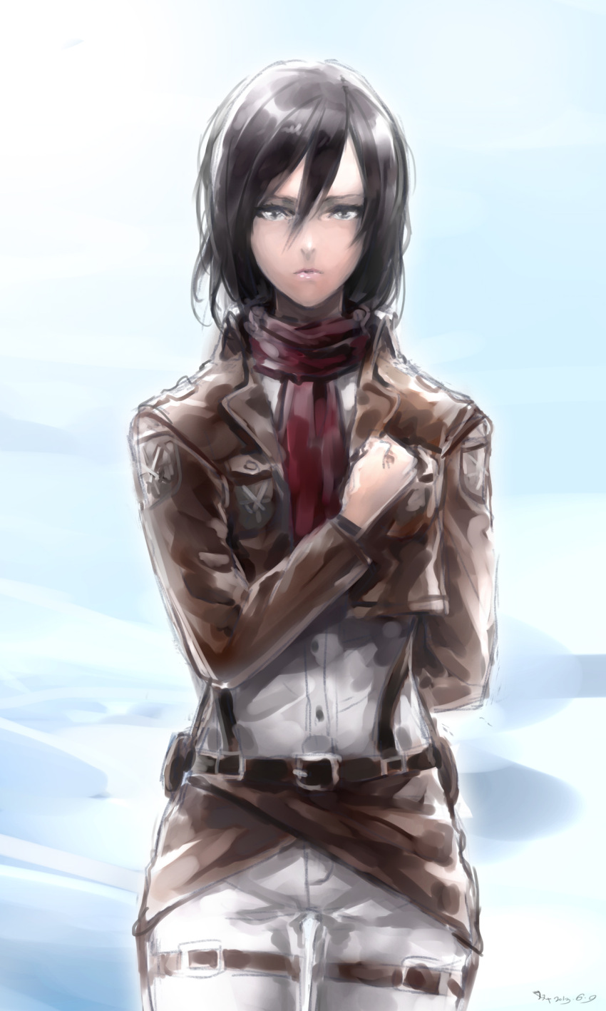 1girl, belt, black_eyes, black_hair, buckle, dated, double_tens, highres