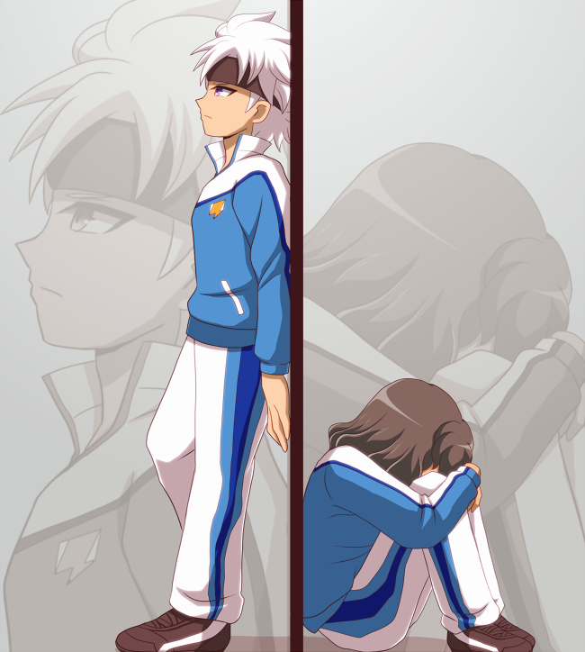 2boys, brown_hair, headband, ibuki_munemasa, inazuma_eleven_(series), inazuma_eleven_go, inazuma_eleven_go_galaxy, male
