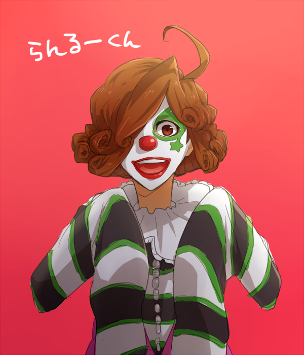 1boy, ahoge, aoimio, clown_nose, fate/extra, fate_(series), makeup, ranruu-kun