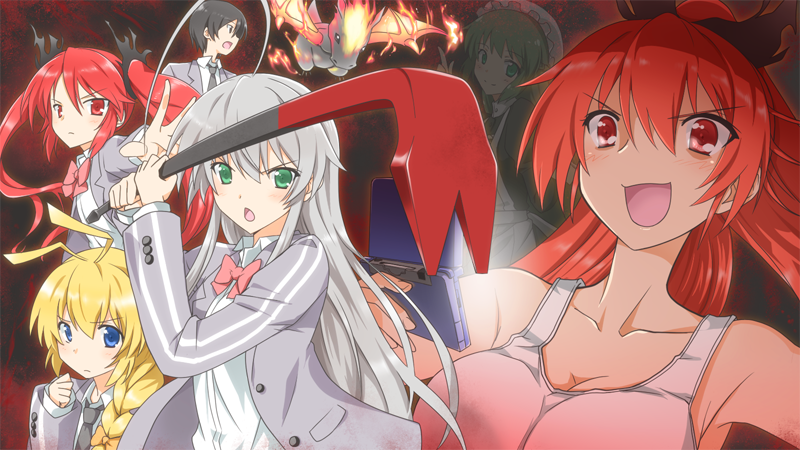 2boys, 4girls, ahoge, black_hair, blonde_hair, blue_eyes, bonnet, bow