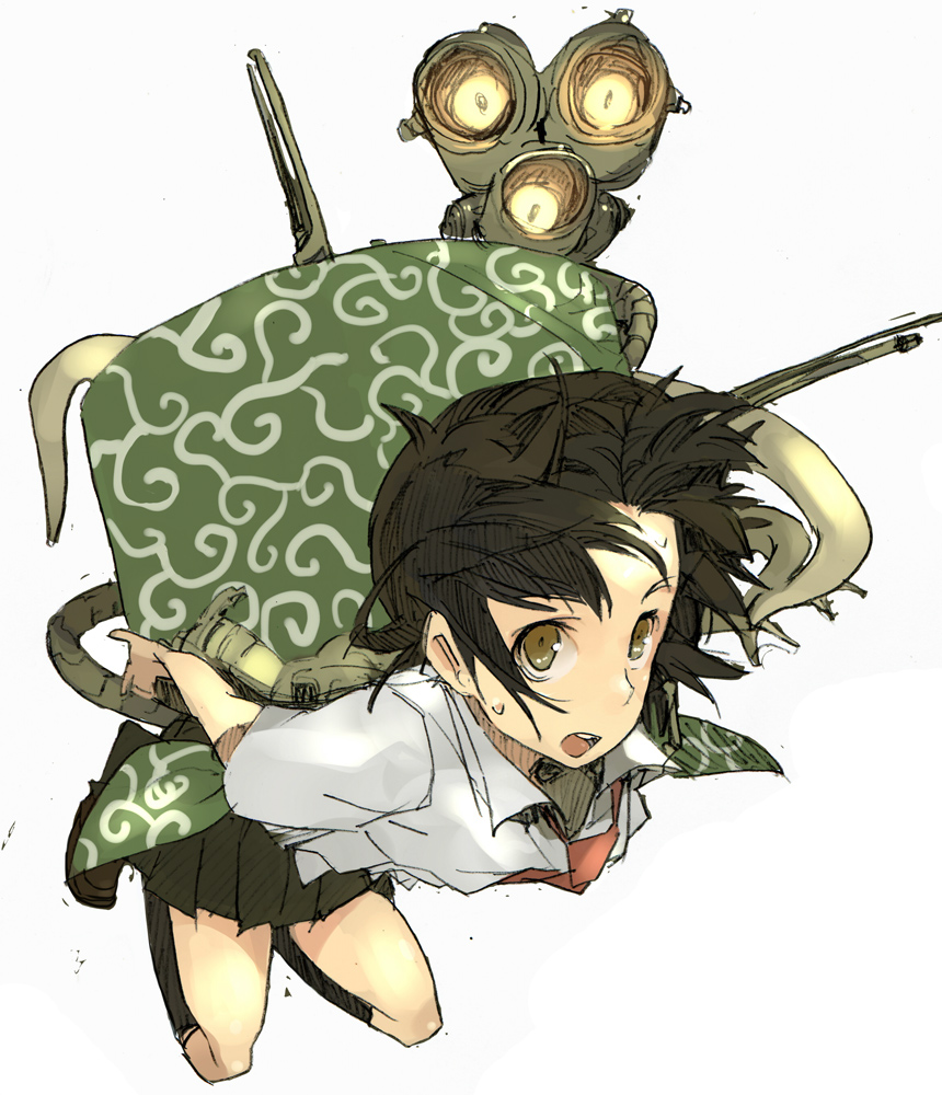 1girl, asano4124, black_hair, carrying, foreshortening, kneehighs, original, school_uniform