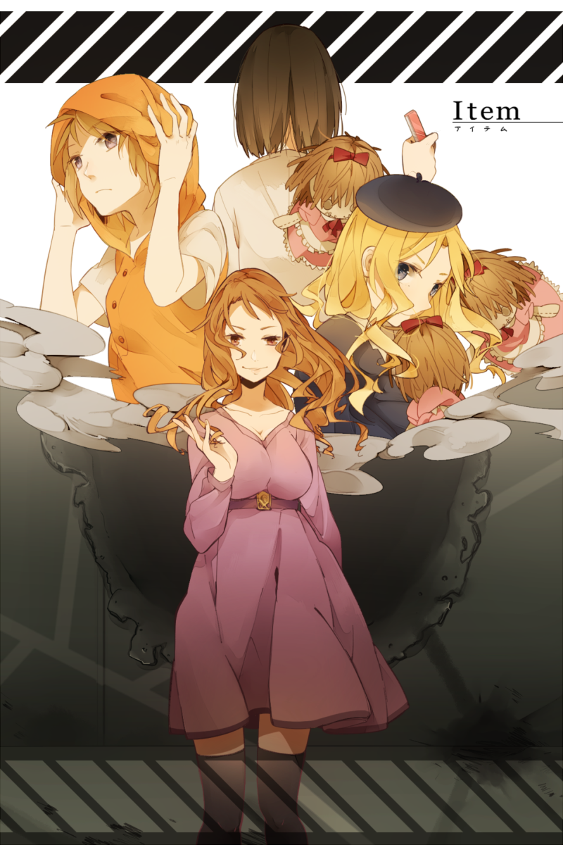 4girls, aikanm, doll, frenda_seivelun, hat, highres, kinuhata_saiai, mugino_shizuri