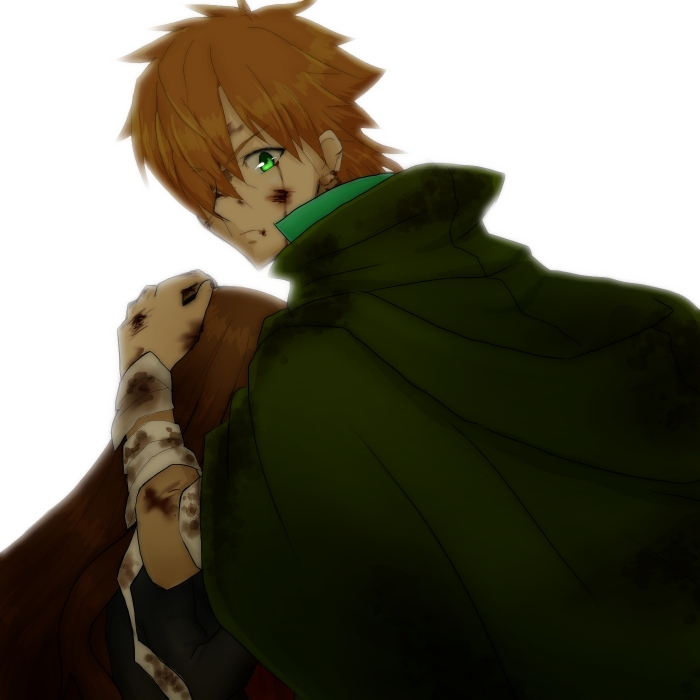 1boy, 1girl, archer_(fate/extra), bandages, blood, blood_on_face, brown_hair, cape