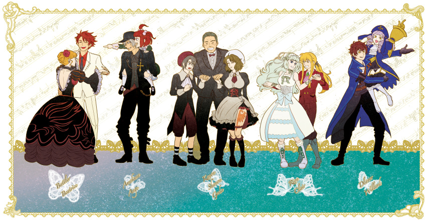 amakusa_juuza, backless_outfit, beatrice, black_hair, blonde_hair, blue_eyes, bonnet, boots