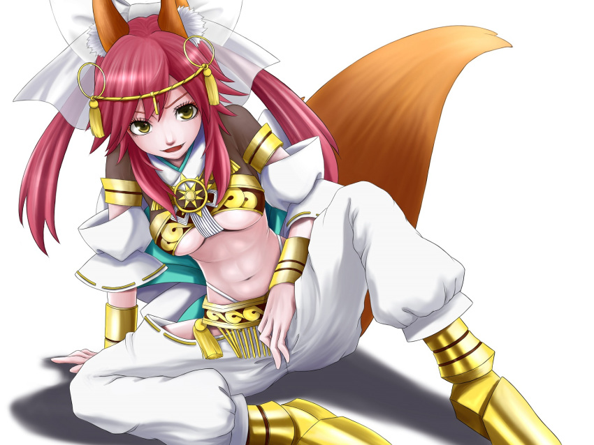 1girl, animal_ears, bow, breasts, caster_(fate/extra), detached_sleeves, fate/extra, fate_(series)