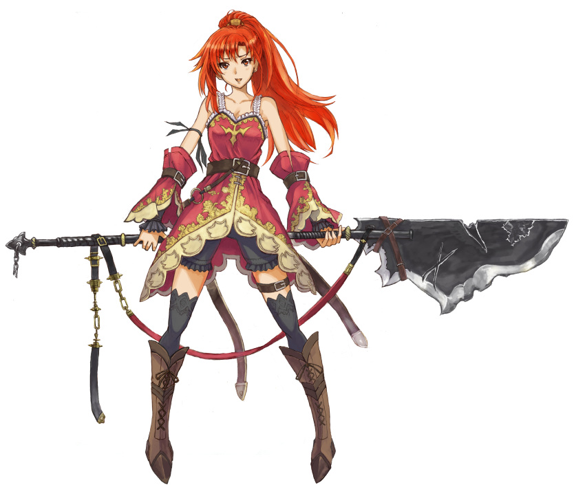 1girl, absurdres, bare_shoulders, belt, boots, cocoroten, collarbone, detached_sleeves