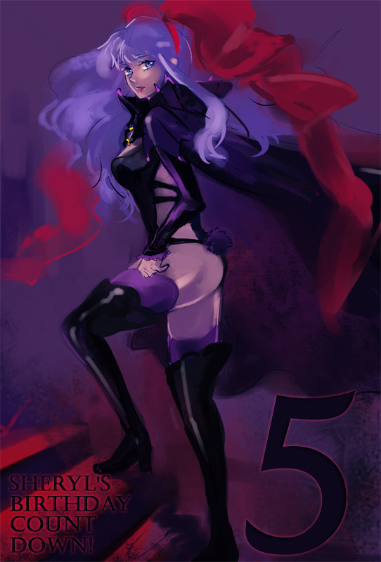 boots, bunny_tail, long_hair, macross, macross_frontier, macross_frontier:_itsuwari_no_utahime, macross_frontier:_the_false_diva, purple_hair