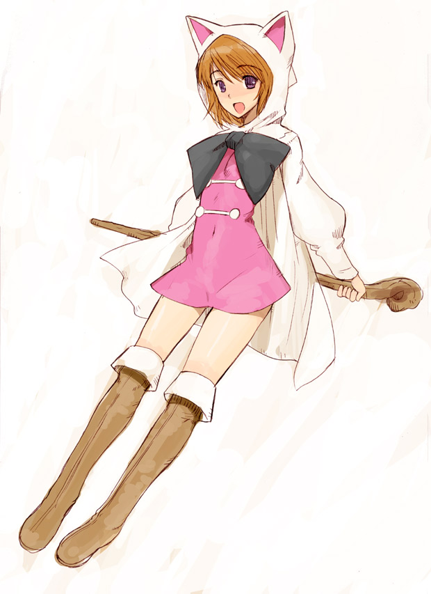 bow, cape, cat_hood, catgirl, final_fantasy, hood, kusaka_souji, mage