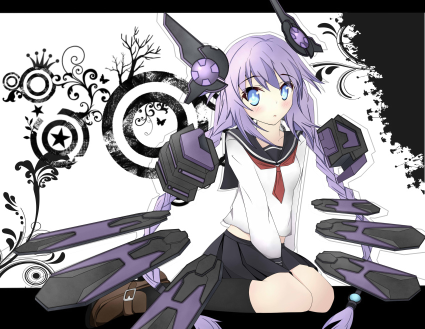 1girl, absurdres, braid, choujigen_game_neptune, highres, long_hair, purple_hair, purple_heart