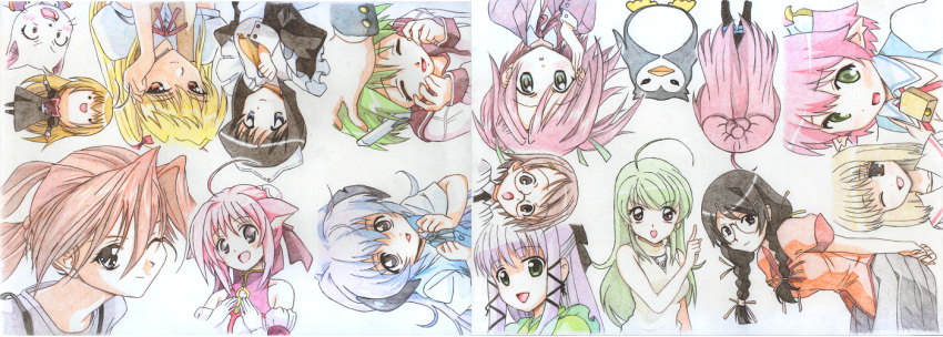 6+girls, akaza_akane, annotated, bakemonogatari, charle_(fairy_tail), colored_pencil_(medium), crossover, dog_days, elfleda_mirjasdottir, esmeralda, fairy_tail, fujieda_nanae, fukuji_mihoko, graphite_(medium), hanekawa_tsubasa, hanyuu, higurashi_no_naku_koro_ni, horie_yui, inukami!, jinjin-roririn, komiya_yuzu, lotte_no_omocha!, mahou_sensei_negima!, mawaru_penguindrum, millhiore_f_biscotti, miyanokouji_mizuho, monogatari_(series), multi, multiple_girls, nekogami_yaoyorozu, otome_wa_boku_ni_koishiteru, saki, sakuya_(sister_princess), sasaki_makie, sawachika_eri, school_rumble, seiyuu_connection, siesta, sister_princess, sky_girls, to_heart, traditional_media, trap, youko_(inukami), yuru_yuri, zero_no_tsukaima