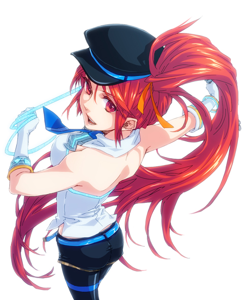bare_shoulders, cardfight!!_vanguard, gloves, hat, high_dog_breeder_akane, kurosato, pantyhose, ponytail