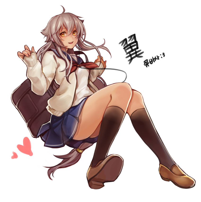 1girl, beyblade, black_legwear, genderswap, grey_hair, highres, kneehighs, loafers