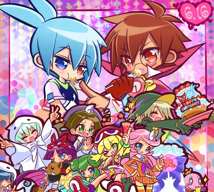 5boys, 5girls, :o, ahoge, akioakise, amitie, amitie_(puyopuyo), blonde_hair