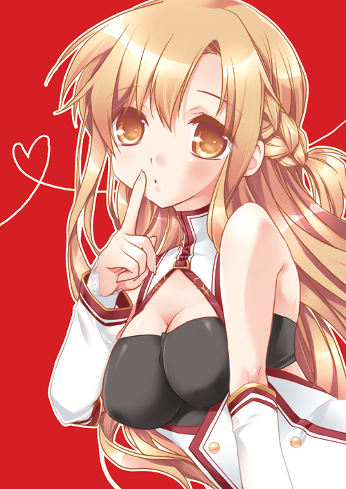 1girl, an_natsuki, asuna_(sao), bra, brown_eyes, brown_hair, detached_sleeves, long_hair