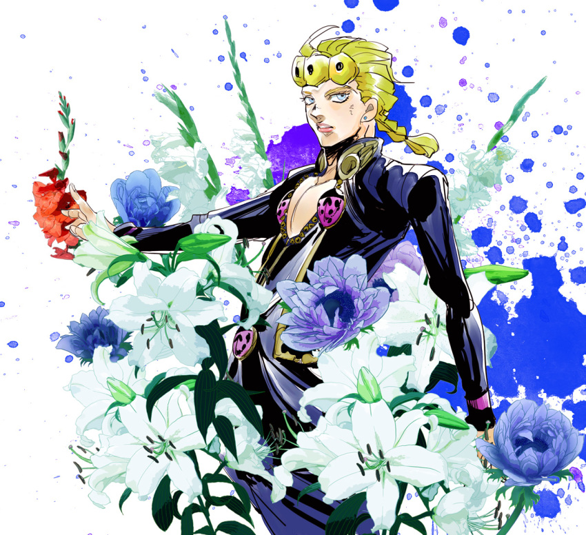 1boy, blonde_hair, blue_eyes, braid, flower, giorno_giovanna, ing0123, jojo_no_kimyou_na_bouken