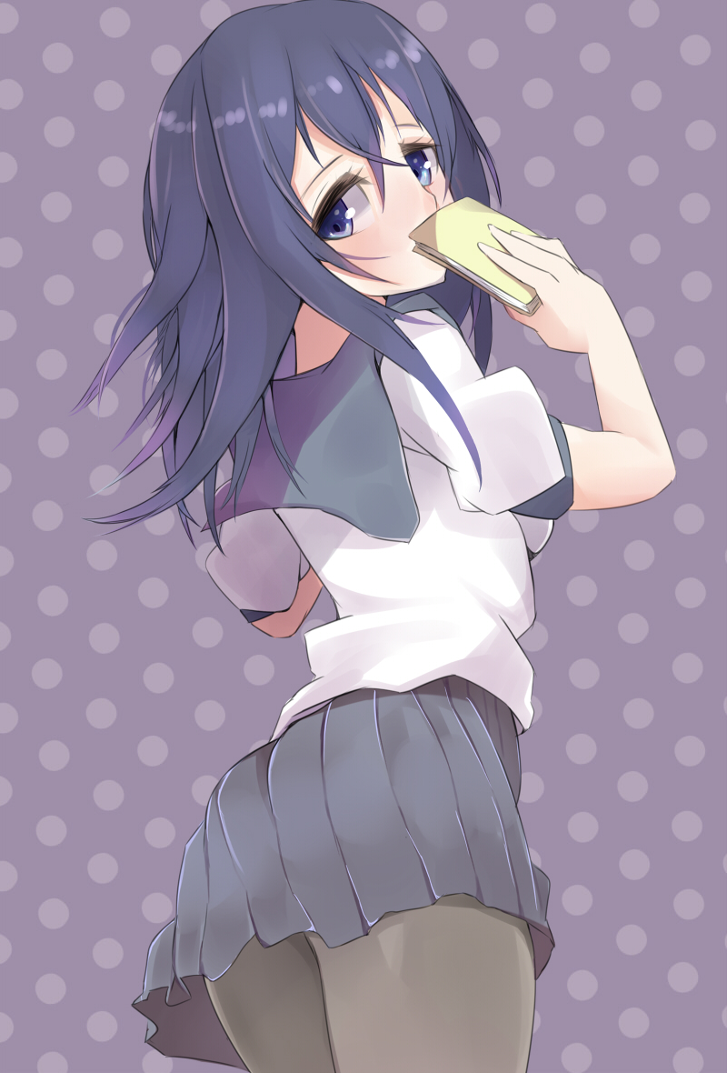 1girl, ariaridoradora, blue_eyes, blue_hair, blush, book, covering_mouth, long_hair