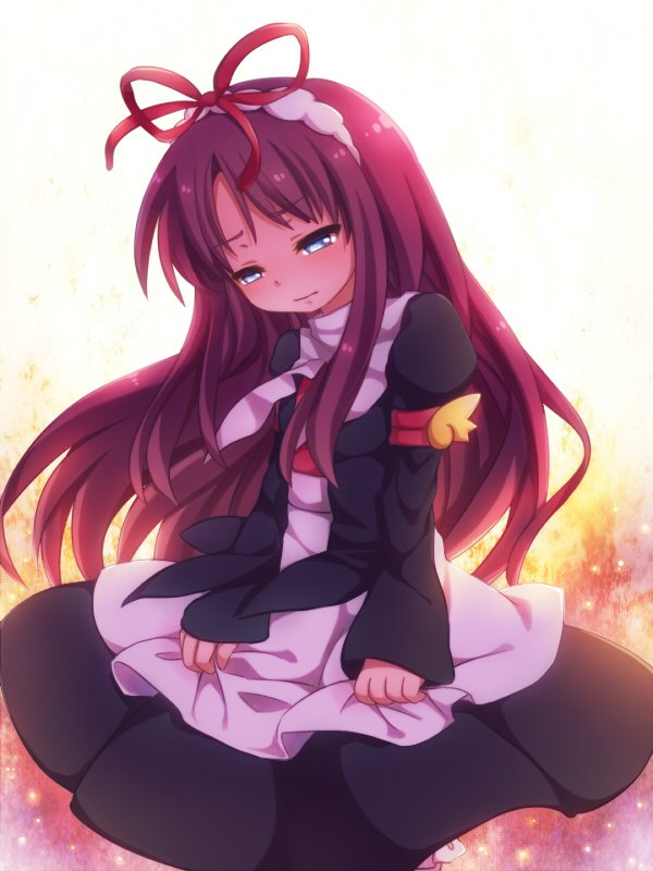1girl, blue_eyes, bow, dress, feli_(puyopuyo), hair_bow, hairband, long_hair