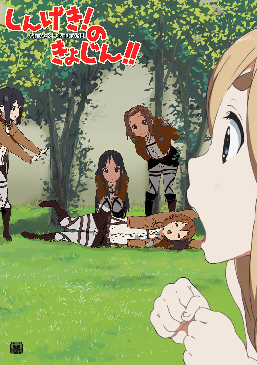 5girls, akiyama_mio, belt, black_eyes, black_hair, blonde_hair, blue_eyes, boots
