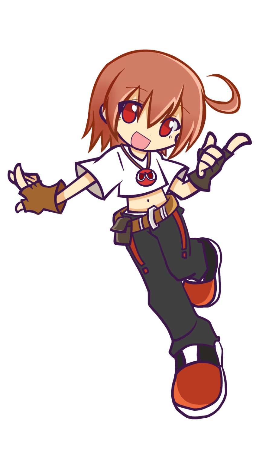 1boy, :d, ahoge, belt, brown_hair, fingerless_gloves, gloves, highres