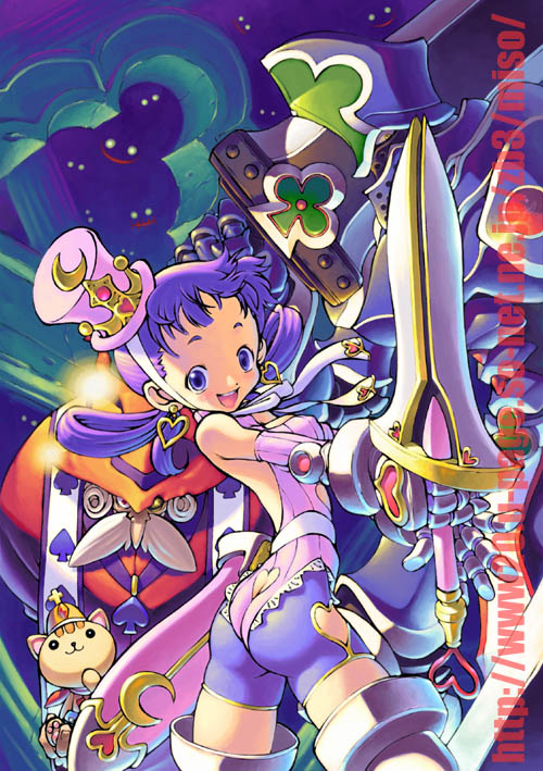 1girl, 2boys, armor, ass, cat, earrings, facial_hair, full_armor