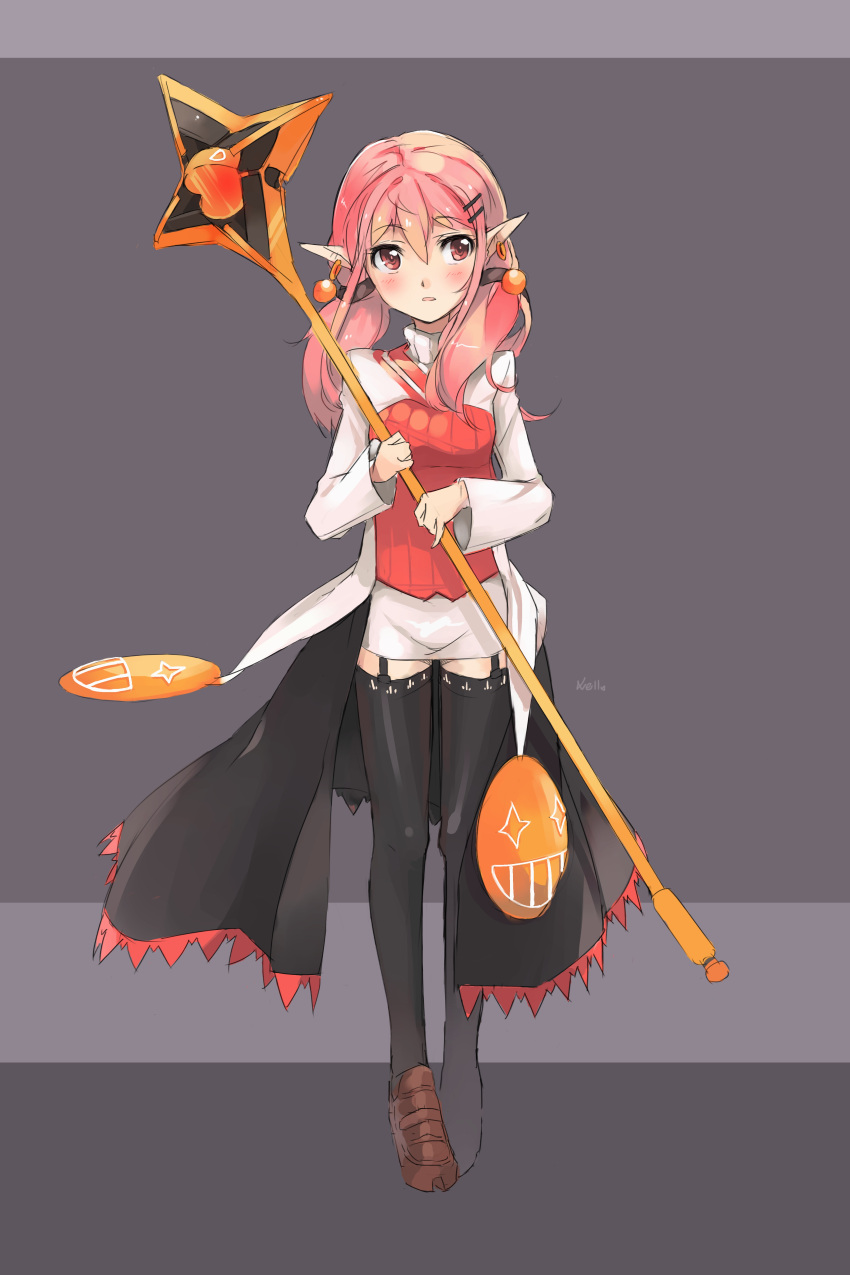 1girl, absurdres, black_legwear, blush, highres, long_hair, nellen, pink_eyes