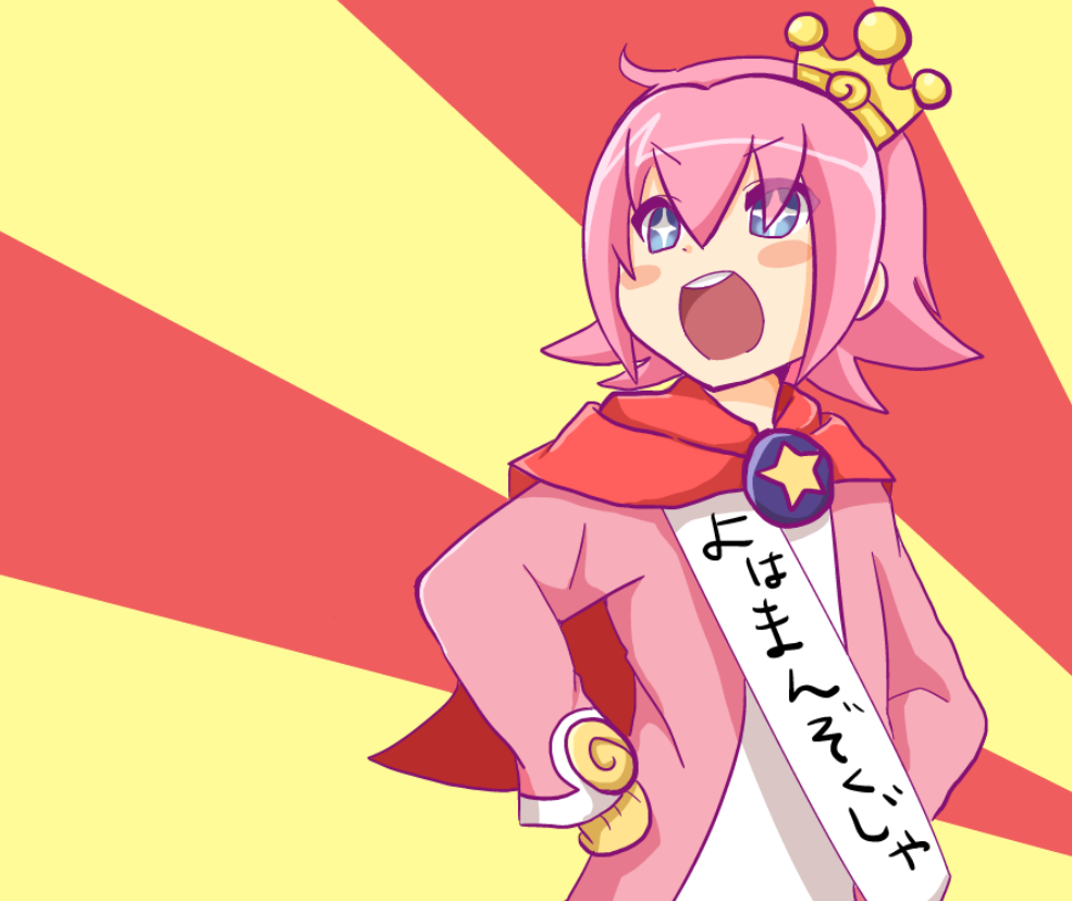 +_+, 1boy, :o, blue_eyes, capelet, crown, gloves, hands_on_hips