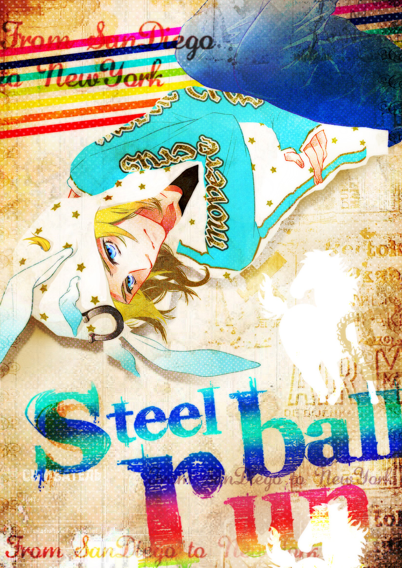 1boy, adapted_costume, animal_ears, blonde_hair, blue_eyes, bmw_(man24), fake_animal_ears, hoodie, johnny_joestar, jojo_no_kimyou_na_bouken, long_sleeves, rabbit_ears, solo, steel_ball_run