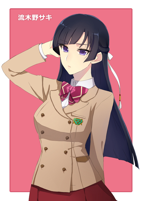 1girl, black_hair, bow, character_name, haruka_(haruka0110), kakumeiki_valvrave, long_hair, rukino_saki